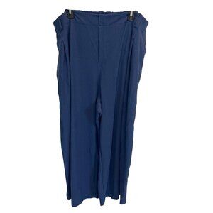 NEW Halara Navy Blue Pleat Front Wide Leg Pants Work Waffle Knit - Size 3X